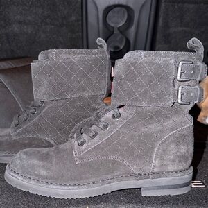 Chanel Suede Combat Boots